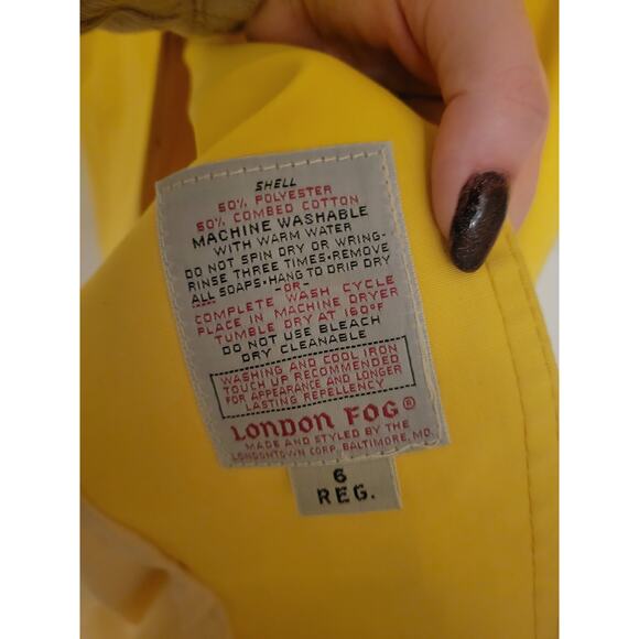 London Fog Maincoats Weatherwear Belted Trench Coat Yellow Womens Size 6 Regular - Picture 11 of 12